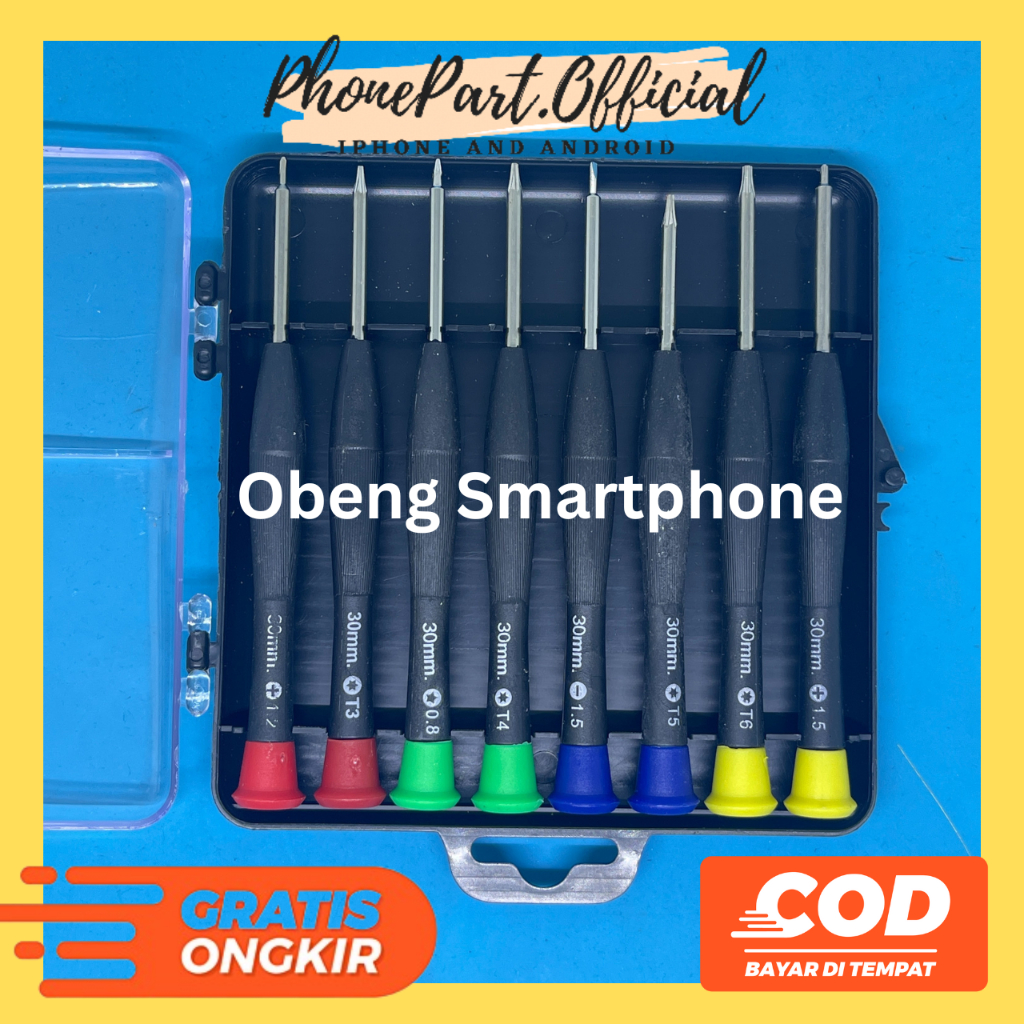 Obeng 8 in 1 set Reparasi Smartphone Alat Bongkar HP Pembuka Baut Torx Pentalobe Philips Slotted