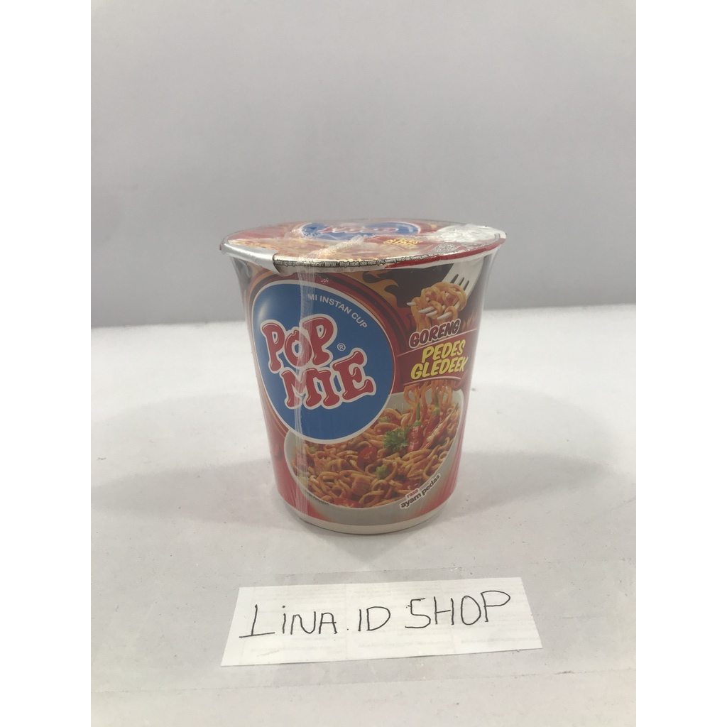 

Mi Instan Cup Pop Mie Goreng Pedes Gledeek Rasa Ayam Pedas Kemasan 75gr 3 Menit Penyajian / Indomie (1 Box Isi 12 Cup)