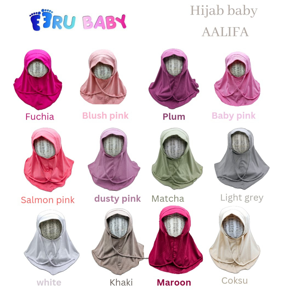 Eeru Baby Kerudung bayi Jilbab Anak Alifa Lucu Kualitas Premium Size sml