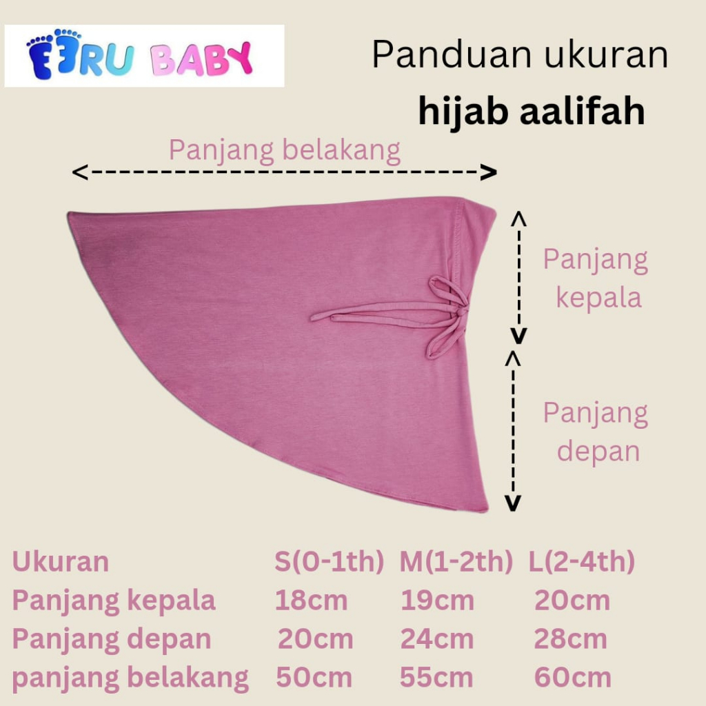 Eeru Baby Kerudung bayi Jilbab Anak Alifa Lucu Kualitas Premium Size sml