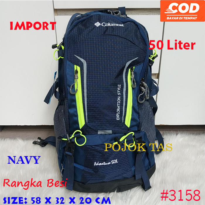 Tas Ransel Gunung Carrier Colombia 50L Outdoor Tas Hiking Bag Tulang Rangka Besi