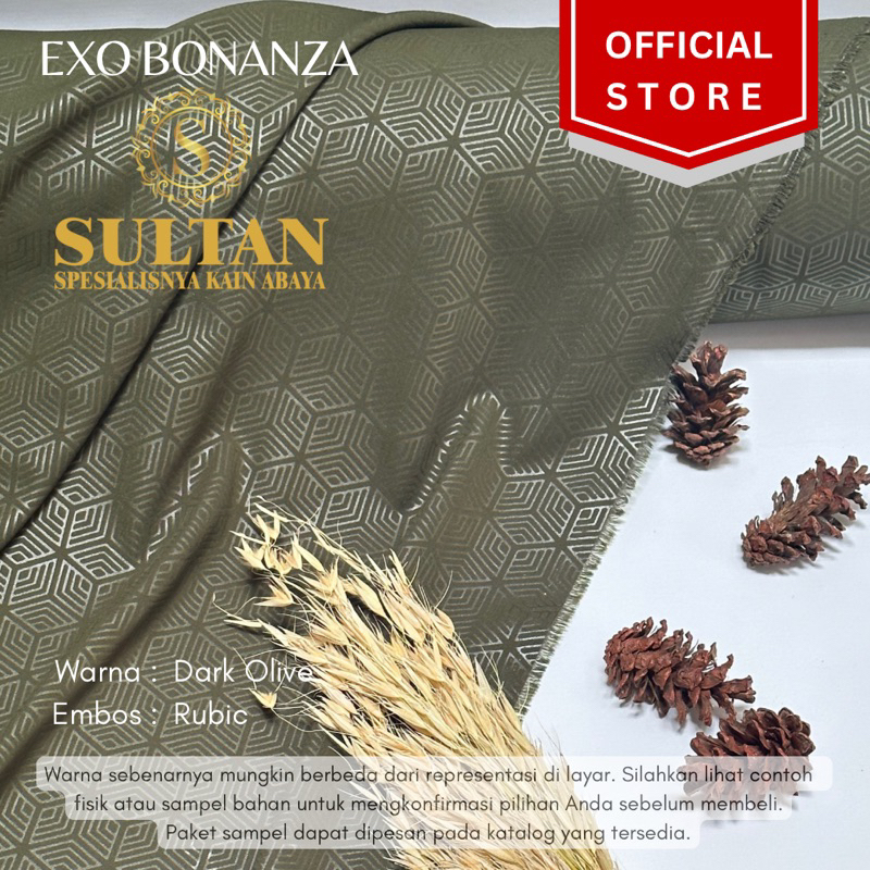 50CM EMBOS RUBIC EXO BONANZA DARK OLIVE KAIN ABAYA SULTAN