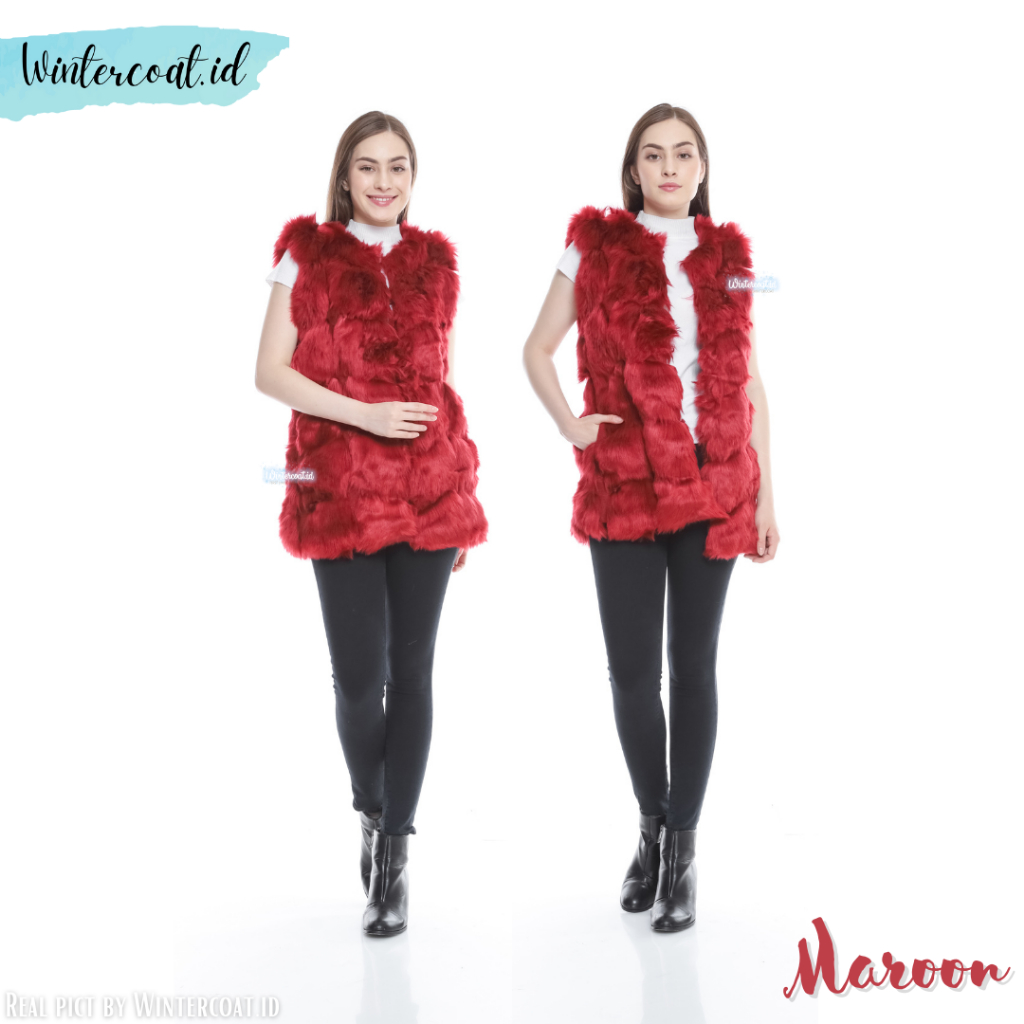 Fur vest winter coat mantel rompi bulu wanita cewek musim dingin jumbo big size import premium