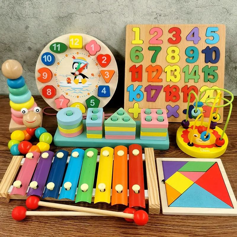 Mainan Edukasi Anak Basic Shape Kayu Balok / Mainan Montessori Mini Round Beads - SOSOYO