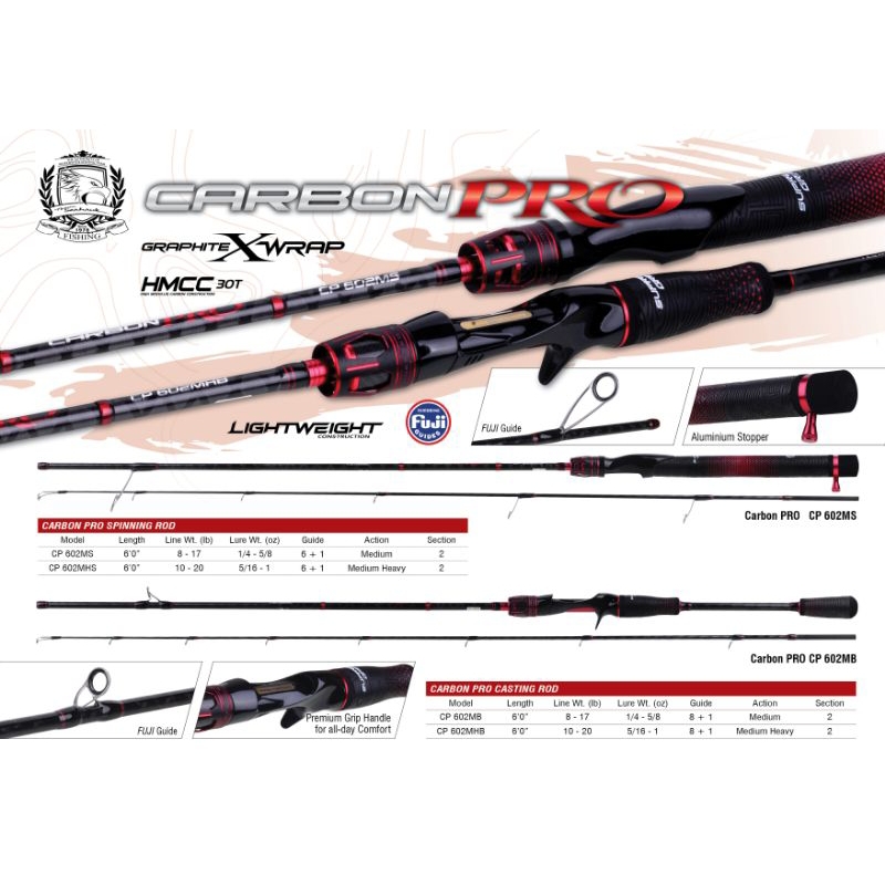 SEAHAWK Joran Spinning/Baitcasting Carbon Pro Fuji Guide