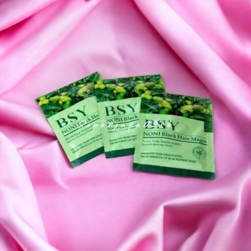 (harga 1box ) SACHET] BSY NONI BLACK HAIR MAGIC - SHAMPO BSY NONI BLACK 1x20ml