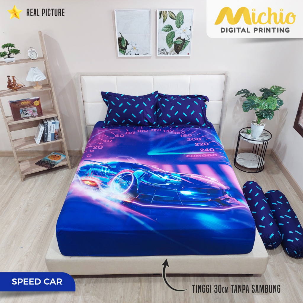 Michio Digital Printing Sprei Uk 160/180 T 30 - Speed Car