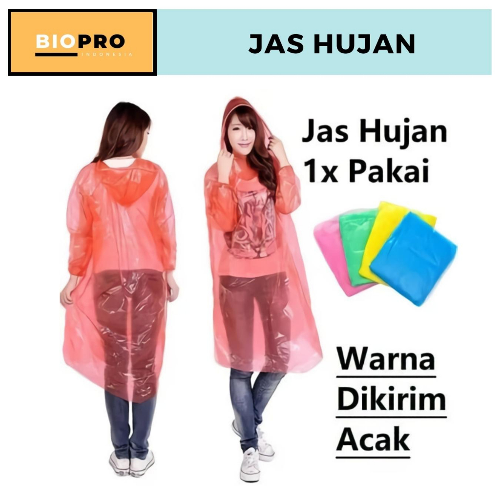 Jas Hujan Plastik Sekali Pakai / Jas Hujan Emergency / Jas Hujan Plastik Darurat / Jas Hujan Poncho Disposable Emergency