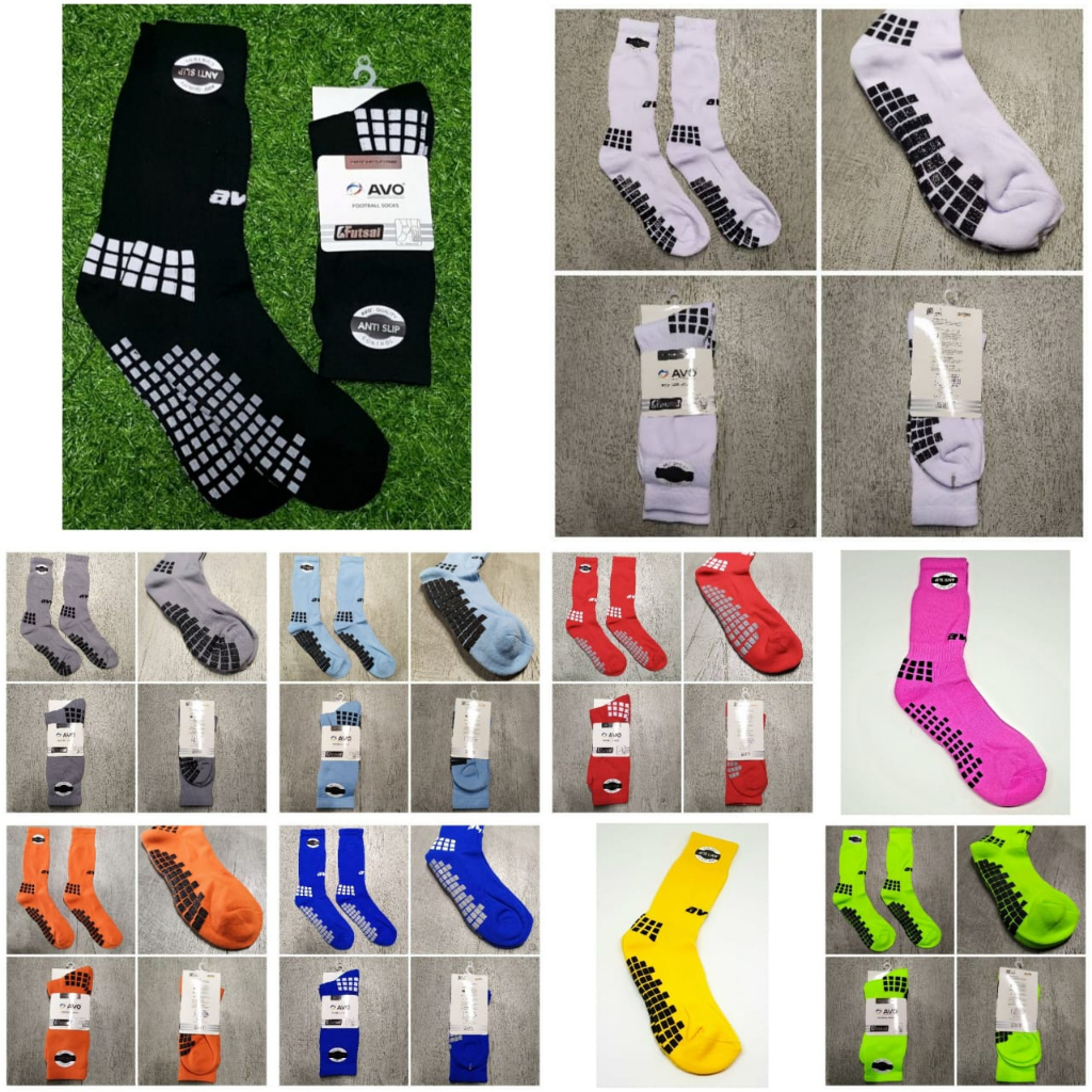 Kaos kaki avo bola futsal anti slip pendek  hitam putih