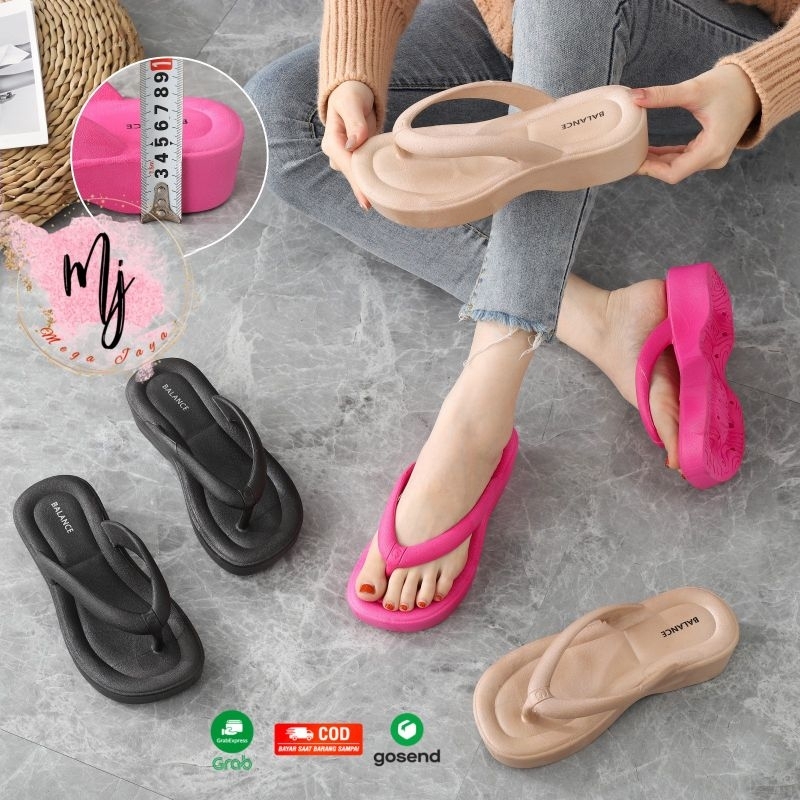 Sandal Jepit wedges Balance Premium Wanita sandal fushia