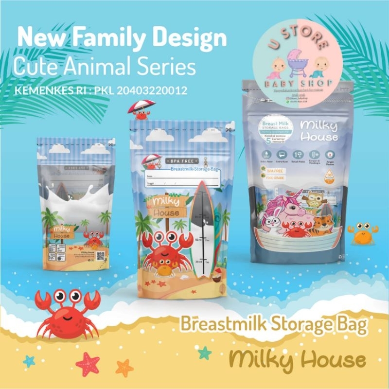 Kantong Asi Milky House Plastik Asip 120 Breastmilk Storage Bag 120ml isi 30pcs / Tempat Asi Plastik 120ml / GEA Kantong Asi Milky House Breast Milk Storage Box / Milk Storage box GEA