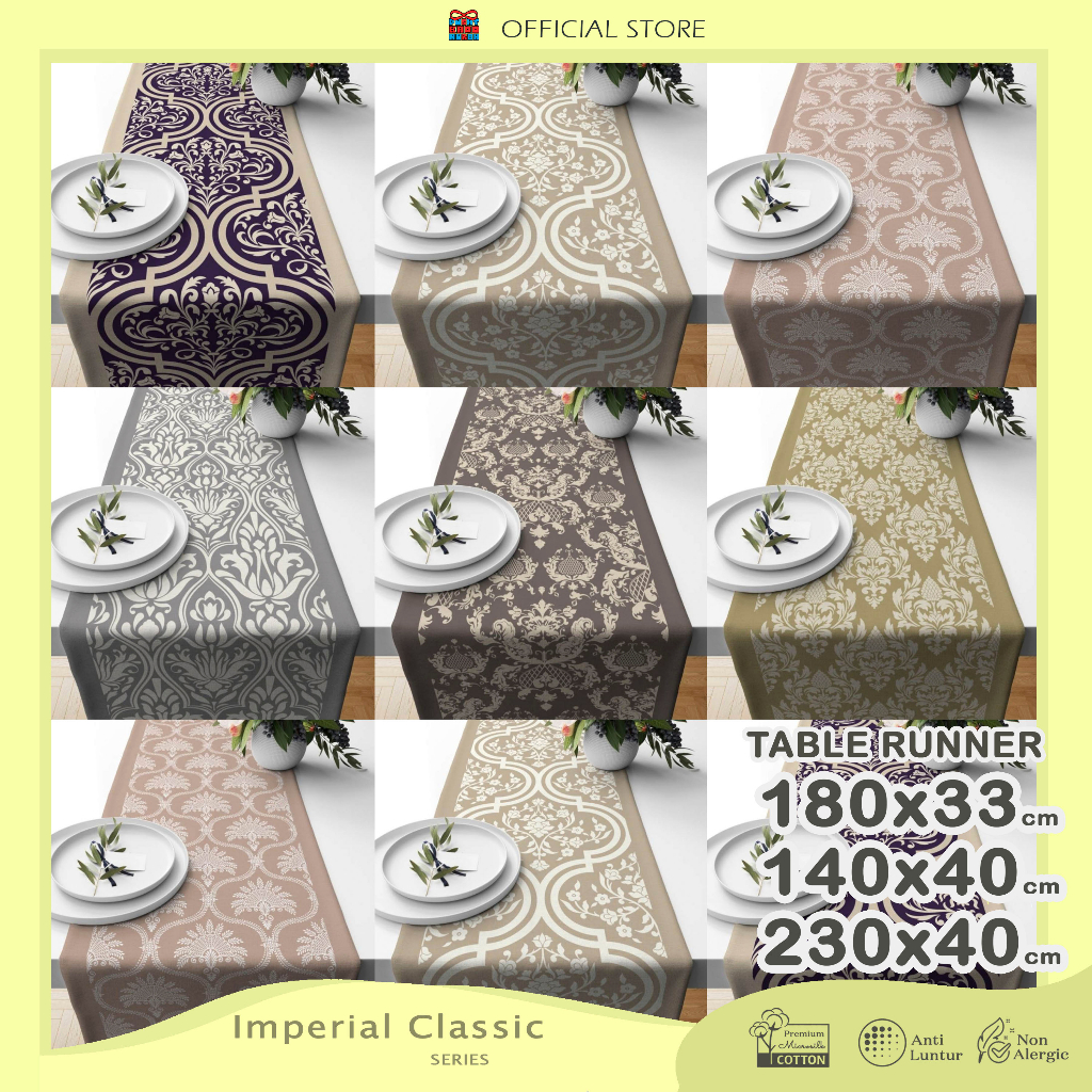 Table Runner Taplak Meja Print Motif Abstrak Imperial Classic 140x40 / 230x40 / 180x33 cm - Pusat Kado Murah