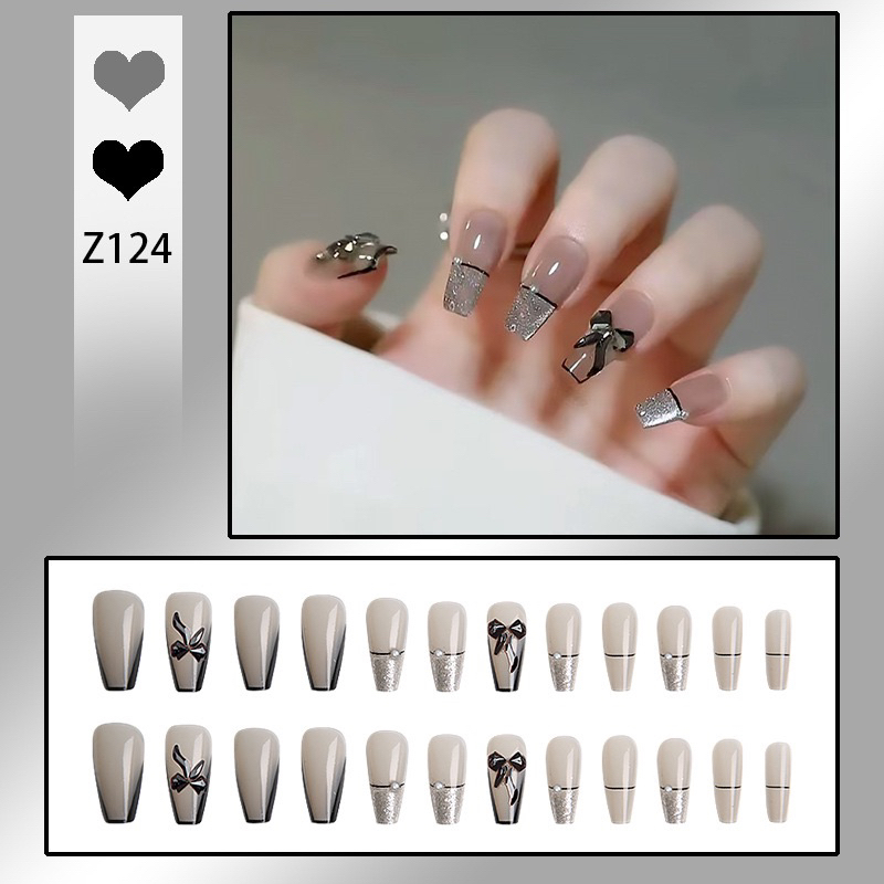 Kuku Palsu 【B144，lem cair】Nikah kuku Wedding False Nailart Pengantin Tangan