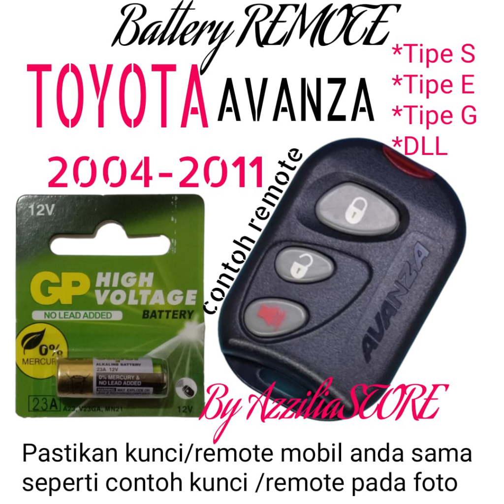 Battery Baterai Batrai Batere Batre Untuk Remote Remot Kunci Mobil Toyota Avanza Tipe Type S E G 200
