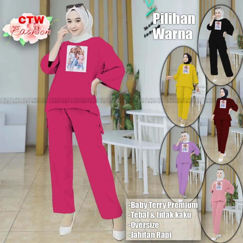 ONE SET WANITA KEKINIAN SETELAN BAJU DEWASA VIRAL BAJU SANTAI