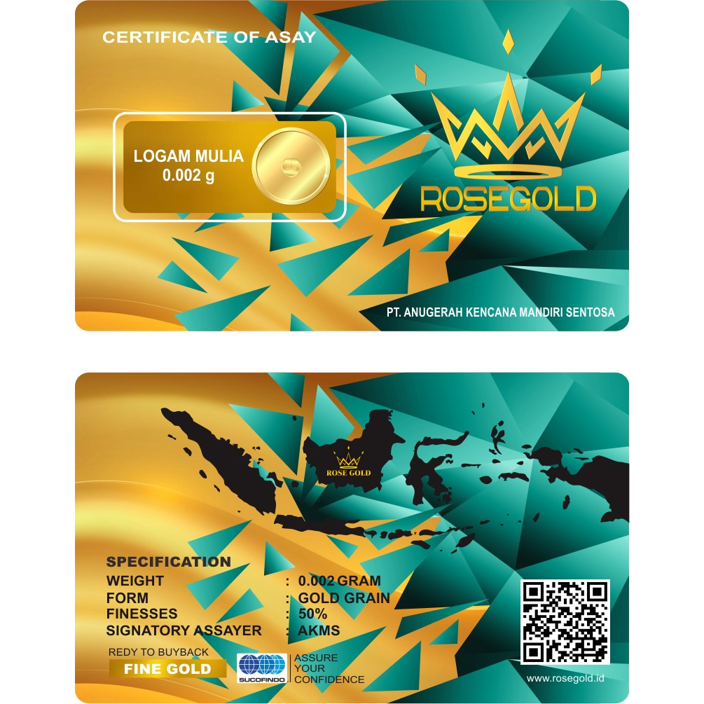 BABY GOLD / ROSE GOLD Emas Mini Logam Mulia 0.002 gram