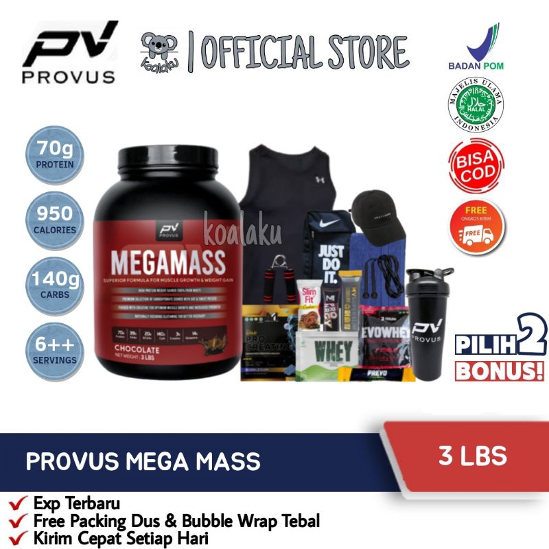 Provus Megamass Mega Mass Gainer 3 lbs 3lbs 1.35 kg Susu Protein Gym Bulking Penggemuk Penambah Berat Badan