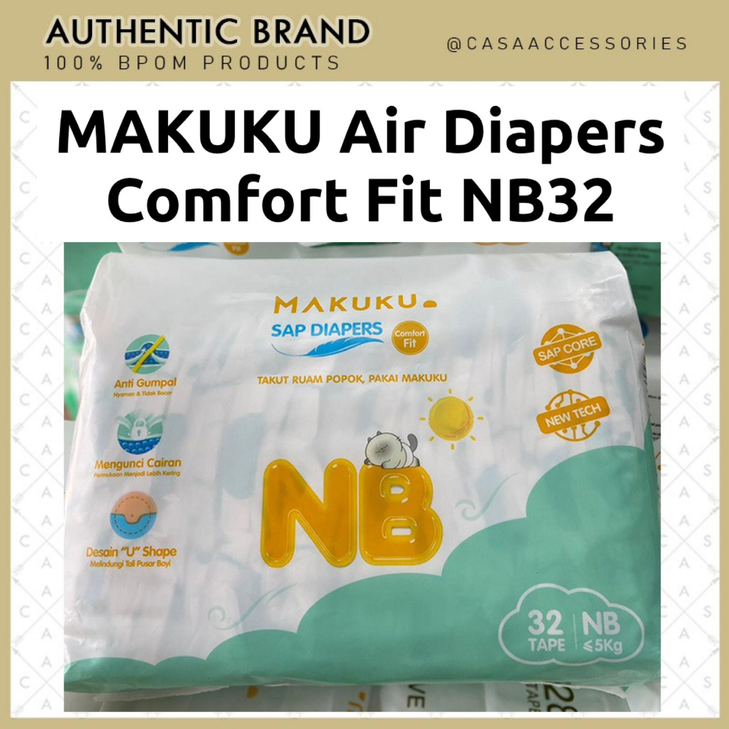 MAKUKU SAP Diapers Comfort Fit Tape NB32 Popok Bayi Newborn
