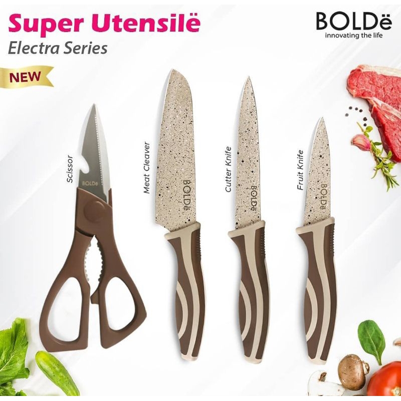 Pisau Set &amp; Gunting Super Utensile Electra Beige series 4 pcs set