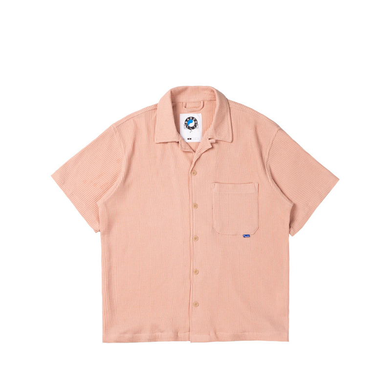 Based Club Naomi Kemeja Lengan Pendek Rajut Waffle Pink