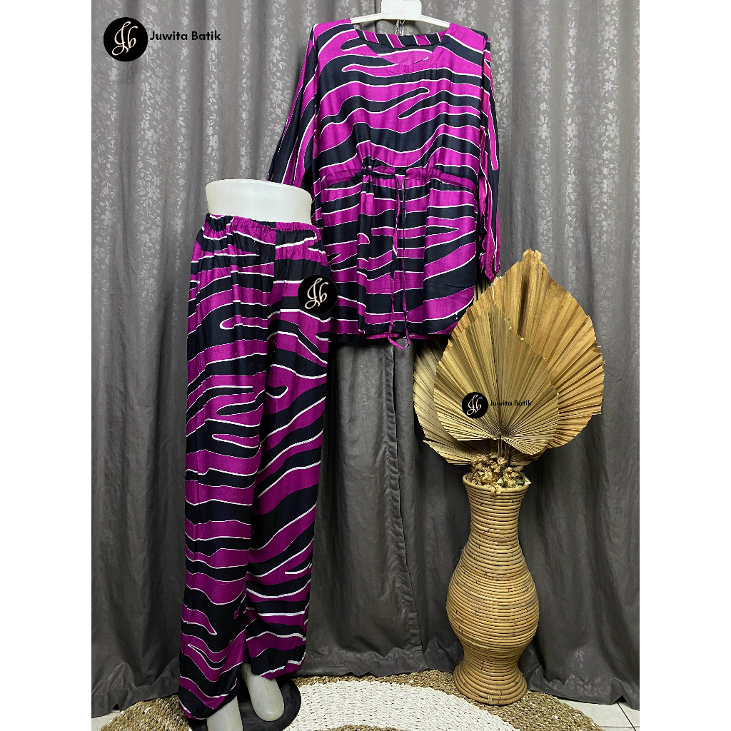 Juwita Batik - Setelan Wanita Kekinian Motif Zebra Celana Panjang Lengan Panjang Bahan Katun Rayon