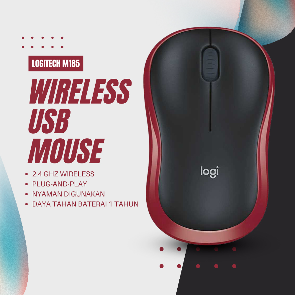 Logitech Wireless Mouse - M185 - Red