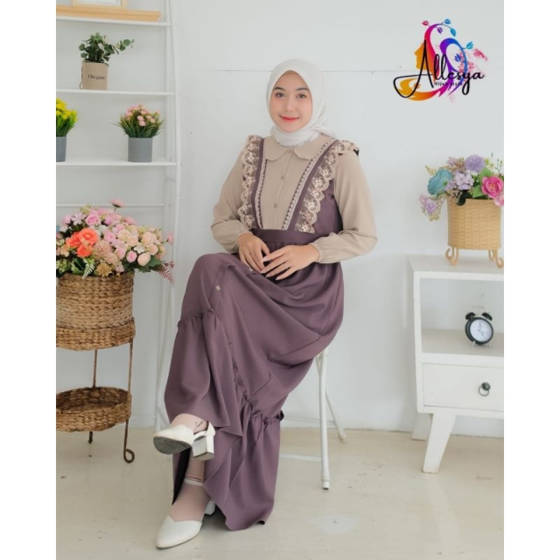 HARGA BOLEH KURANG SISCA DRESS ORIGINAL BY BRAND ALLEYA HIJAB STYLE ORI GAMIS MUSLIM TIFFANY TWILL P
