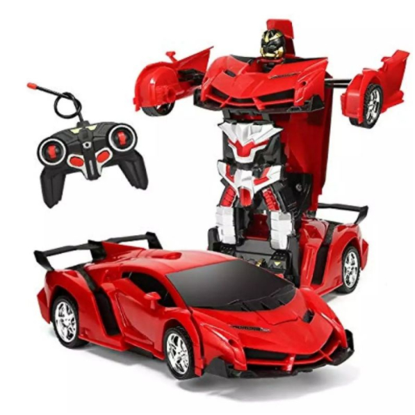 Mainan Anak Mobil Remote Control RC TRANSFORMER 1: 18 MOBIL REMOT JADI ROBOT BATERAI CAS