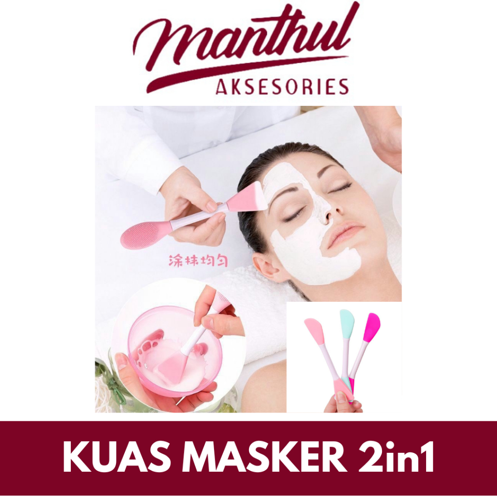 Kuas Silikon Masker Wajah 2 in 1 Aplikator Masker Wajah Silicone 2in1