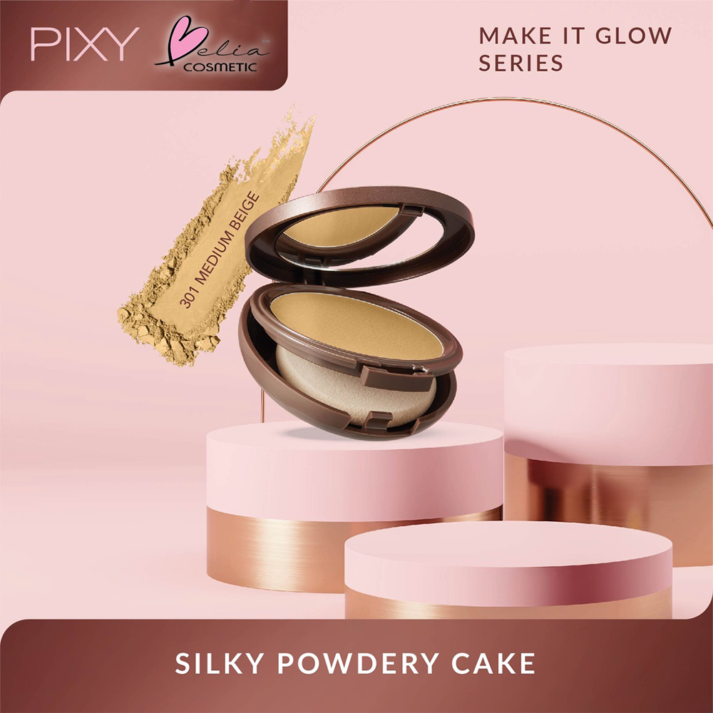 ❤ BELIA ❤ PIXY Make It Glow Silky Powdery Cake With Moisturizing Bontanical Extract Smooth Polished Powder SPF 35 &amp; PA+++ | Two Way Cake  | BPOM