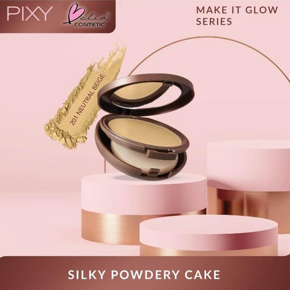 ❤ BELIA ❤ PIXY Make It Glow Silky Powdery Cake With Moisturizing Bontanical Extract Smooth Polished Powder SPF 35 &amp; PA+++ | Two Way Cake  | BPOM