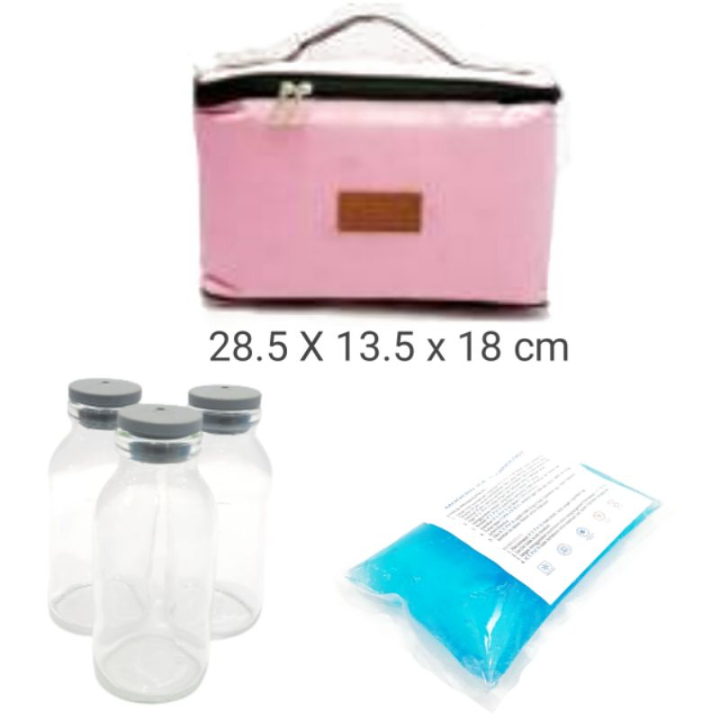 ( D R 31 )TM   PAKET COOLER BAG /  TAS PERLENGKAPAN ASI ASIP   / TAS ASI BAYI +Y ICE GEL  + 3 BOTOL ASI ( D R 31) jkt