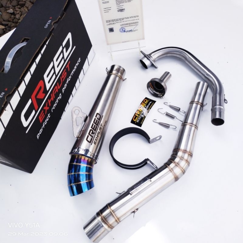 knalpot original full system creed exhaust model cobra suara ngbass pnp vixion old/new satria fu  su