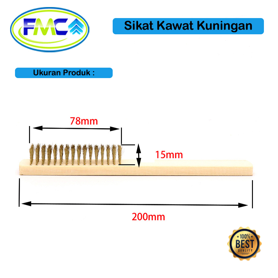 Sikat Kawat Baja Kuningan Halus Wire Brush Gagang Kayu Premium Quality Kuat