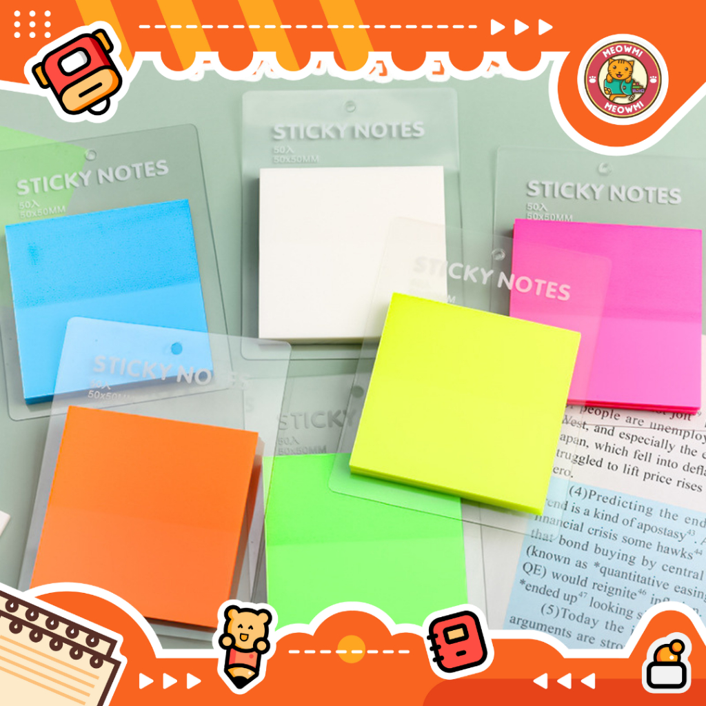 

Sticky Notes Transparan Warna Anti Air Transparent Waterproof Isi 50 Lembar MB0137