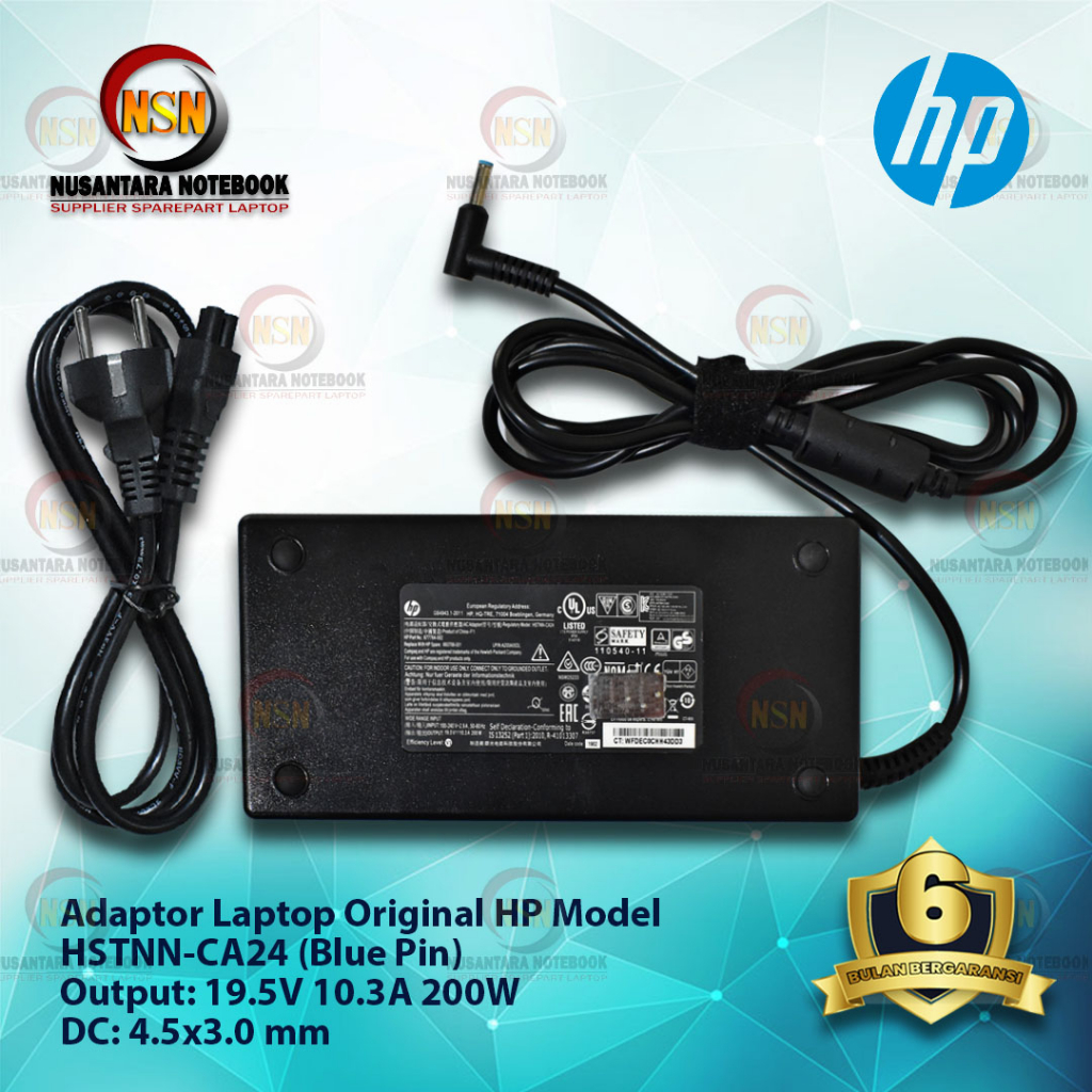 Adaptor Laptop Original HP HSTNN-CA24 (Blue Pin) 19.5V 10.3A 200W DC 4.5x3.0mm