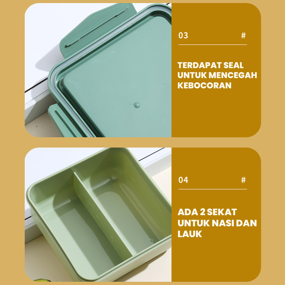 lunch box Kotak Bekal Bento Box Kotak Bekal Tempat Bekal 1 Tingkat Free Sendok BPA Free