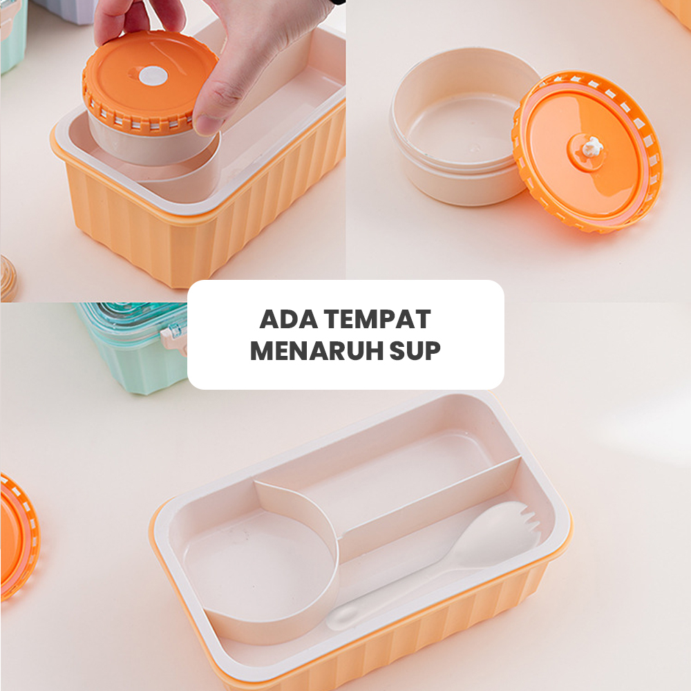 lunch box 2 Tingkat Kotak Bekal Bento Box Kotak Bekal Tempat Bekal Kotak Makan Free Sendok BPA Free