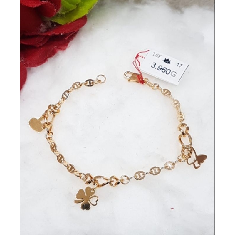 Gelang rantai emas 70 daun hati