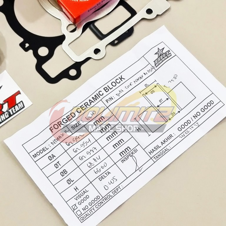 Blok Mesin BRT Bore Up Piston 63mm NMAX Aerox Lexi WR XSR R15 Vixion