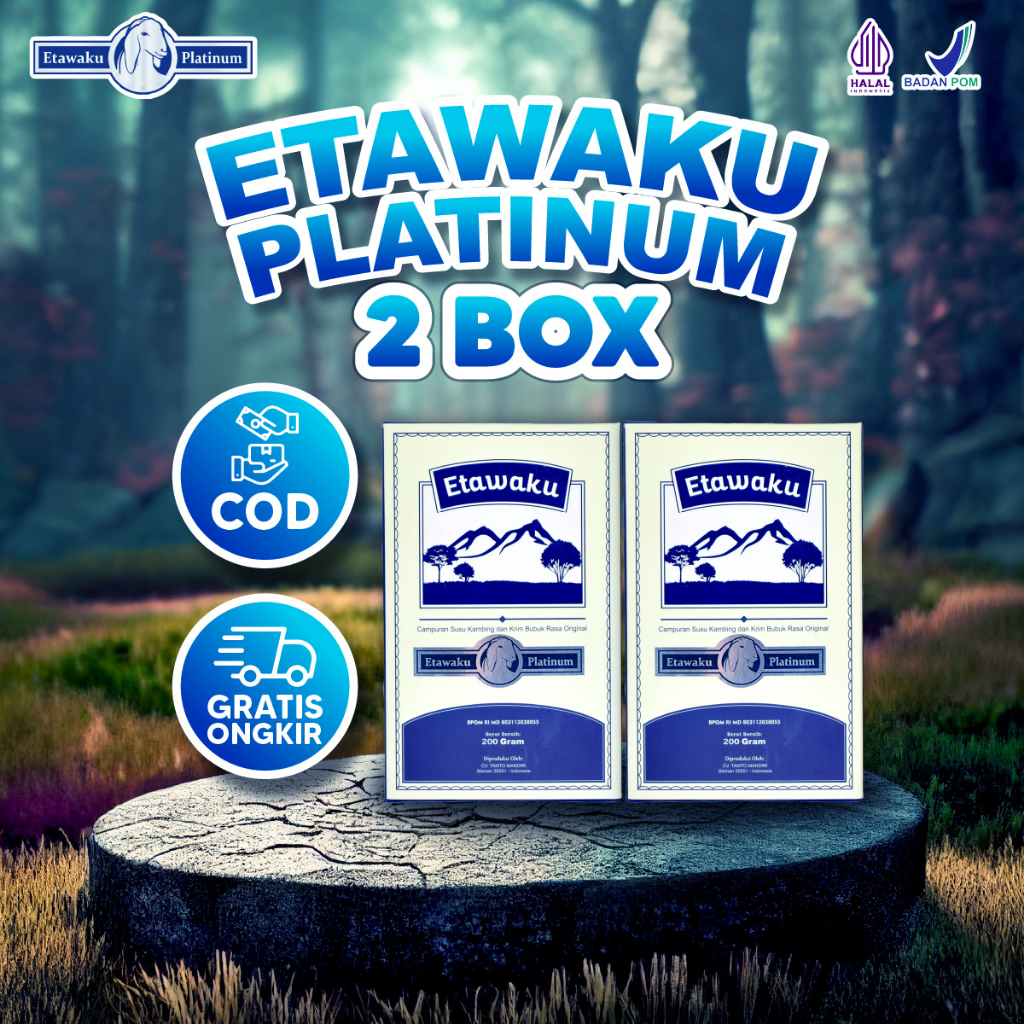 

ETAWAKU PLATINUM 2 BOX SUSU KAMBING BUBUK ORIGINAL UNTUK MASALAH PERNAFASAN DAN SENDI