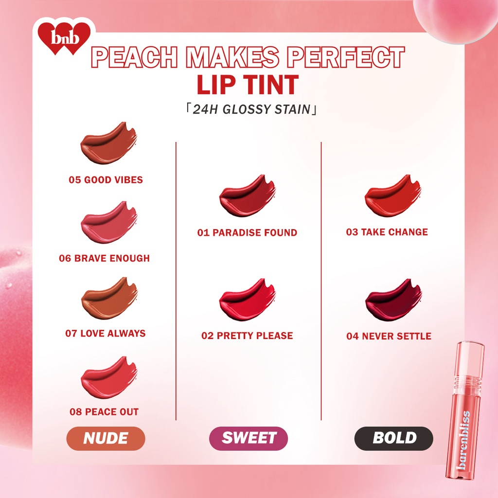 MFI - BARENBLISS PEACH MAKES PERFECT LIP TINT SERIES | READY STOCK