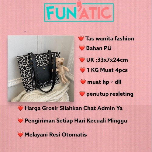 Funatic Tote Bag Wanita Leopard Import Model Kekinian Fashion Korea FA1109