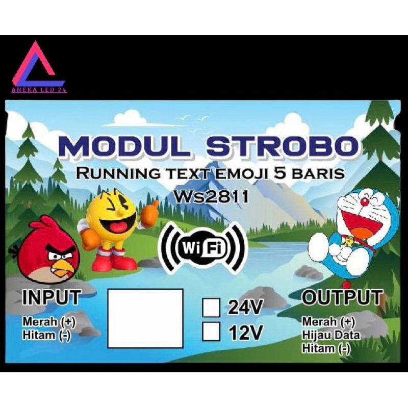 Modul Strobokaca Running Text Emoji 5 Baris WS 2811 Doraemon