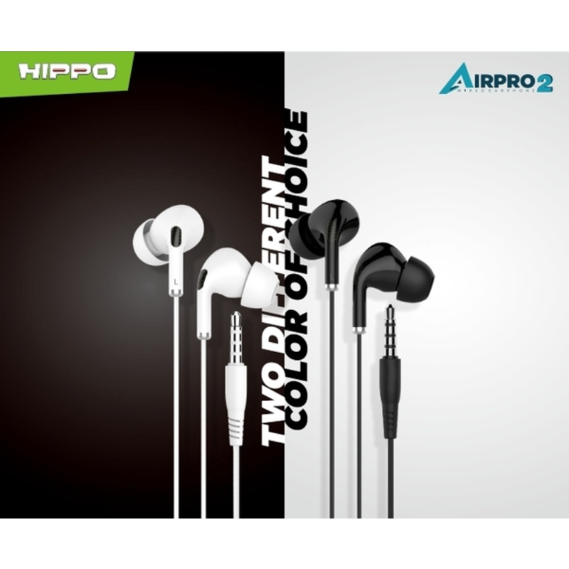 Hippo Earphone Airpro 2 Super Bass Jack 3.5mm Wired Handsfree Android Original Earbuds Headset