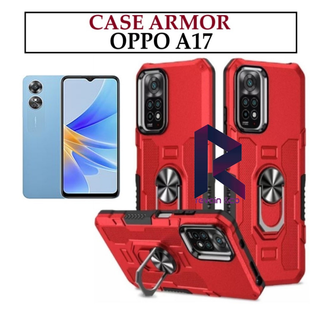 Case Armor OPPO A17 Iring Cincin Magnetic Kesing Hp Protect kamera Premium Hard Case Standing Robot Pelindung Kamera