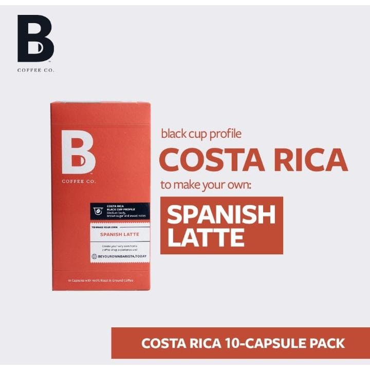 

B COFFEE CO COSTA RICO SPANISH LATTE COFFEE 10 CAPSULE PACK