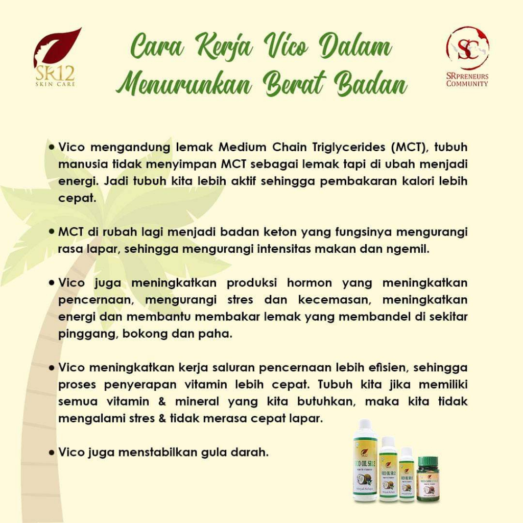 VCO OIL SR12 MINYAK KELAPA MURNI VIRGIN COCONUT OIL IMUN BOOSTER Vico Oil