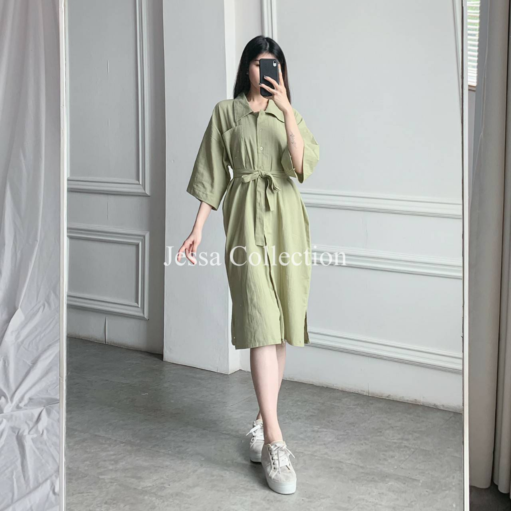 Premium Grave Ribbon Dress TH 443 LINEN CRINKLE