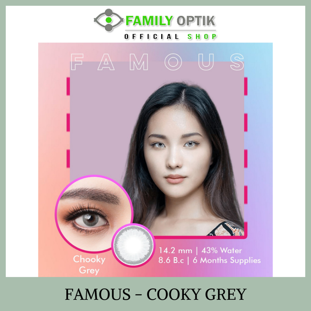 Famous With Biomoist Cooky Grey Monthly Softlens Warna